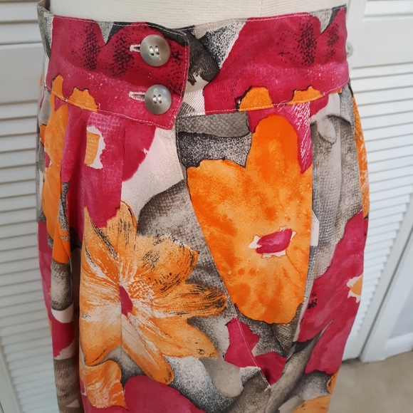 Jones NY vintage floral silk short set sz 4 8 *V - Picture 5 of 8